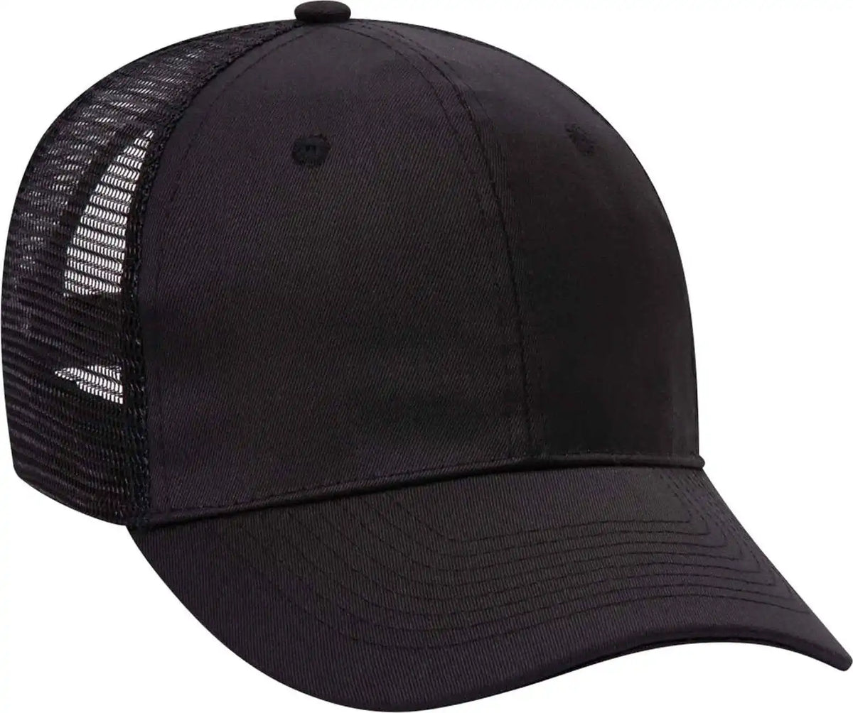 Otto 30 1103 Promo Cotton Blend Twill Pro Style Mesh Back Trucker Hat Black / one Size Fits Most