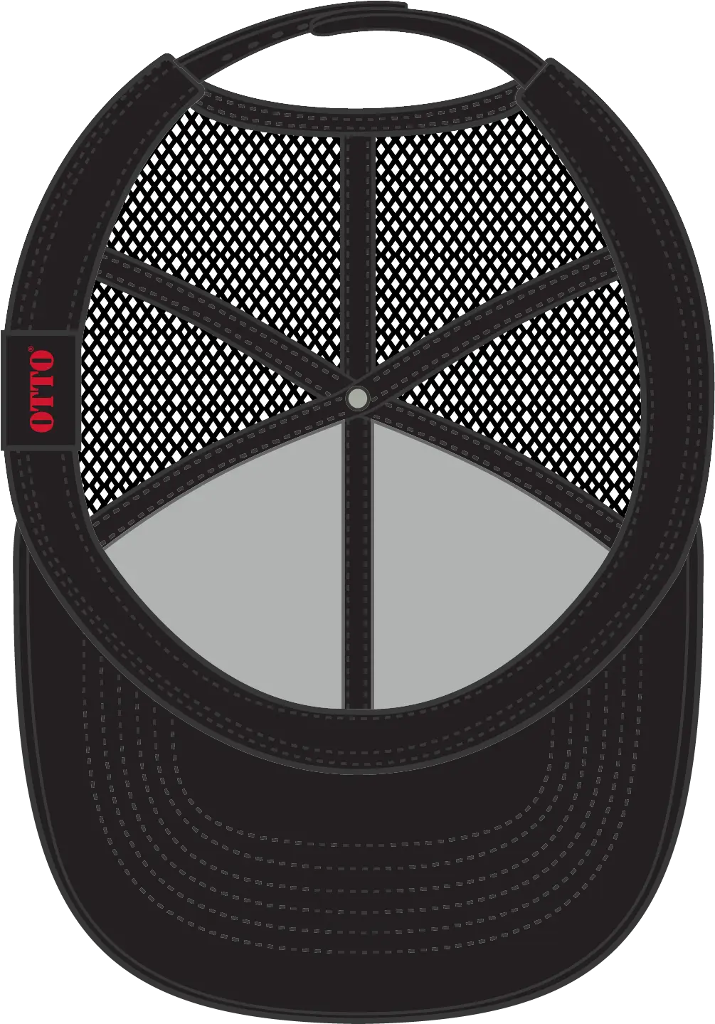 Otto 30-287 6 Panel Mid Profile Mesh Back Trucker Cap - Black - 1/2’’ - 7 5/8’’
