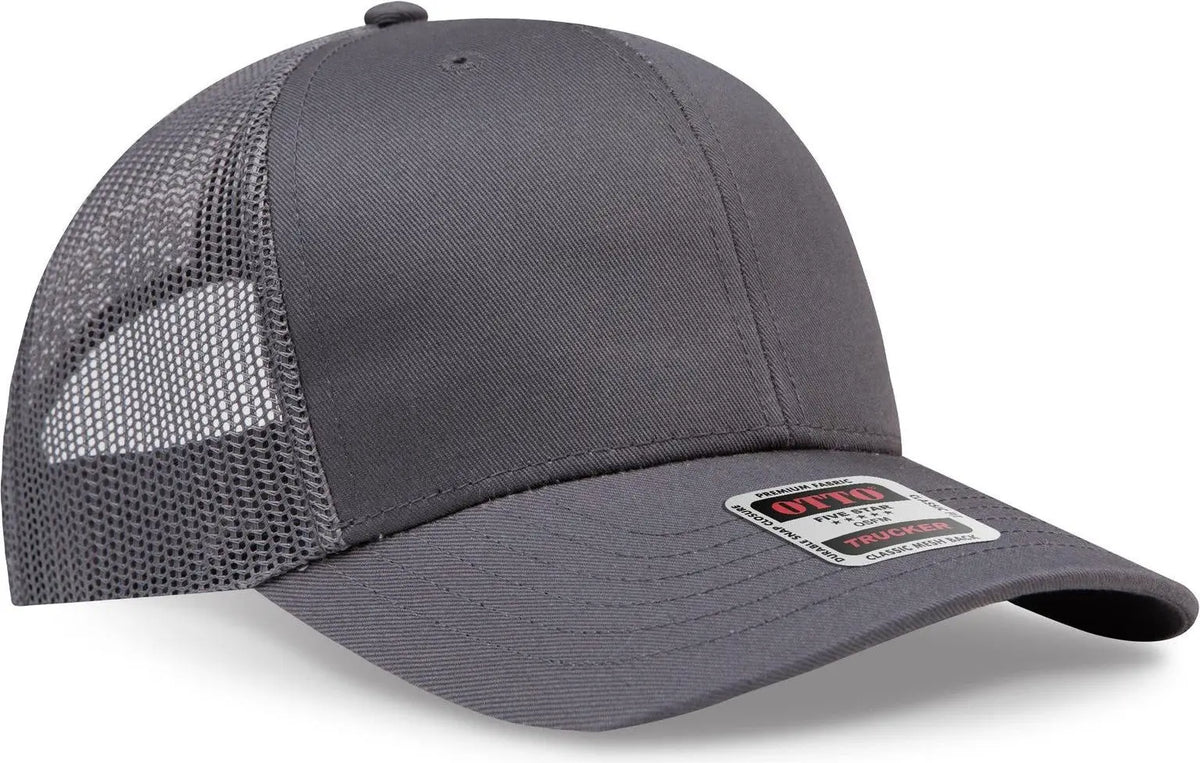 Otto 30-287 6 Panel Mid Profile Mesh Back Trucker Cap - Char. Gray - 1/2’’ - 7 5/8’’