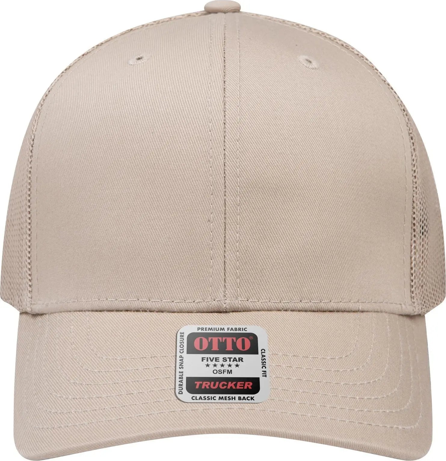 Otto 30-287 6 Panel Mid Profile Mesh Back Trucker Cap - Khaki - 1/2’’ - 7 5/8’’