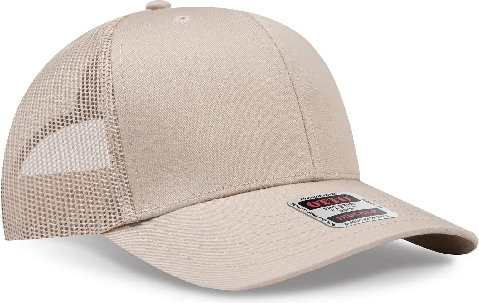 Otto 30-287 6 Panel Mid Profile Mesh Back Trucker Cap - Khaki - 1/2’’ - 7 5/8’’