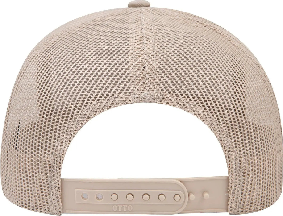 Otto 30-287 6 Panel Mid Profile Mesh Back Trucker Cap - Khaki - 1/2’’ - 7 5/8’’