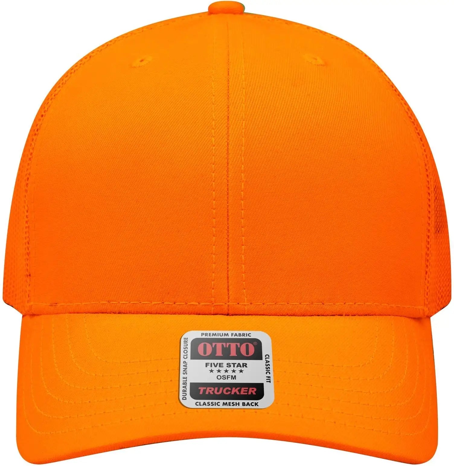 Otto 30-287 6 Panel Mid Profile Mesh Back Trucker Cap - N. Orange - 1/2’’ - 7 5/8’’