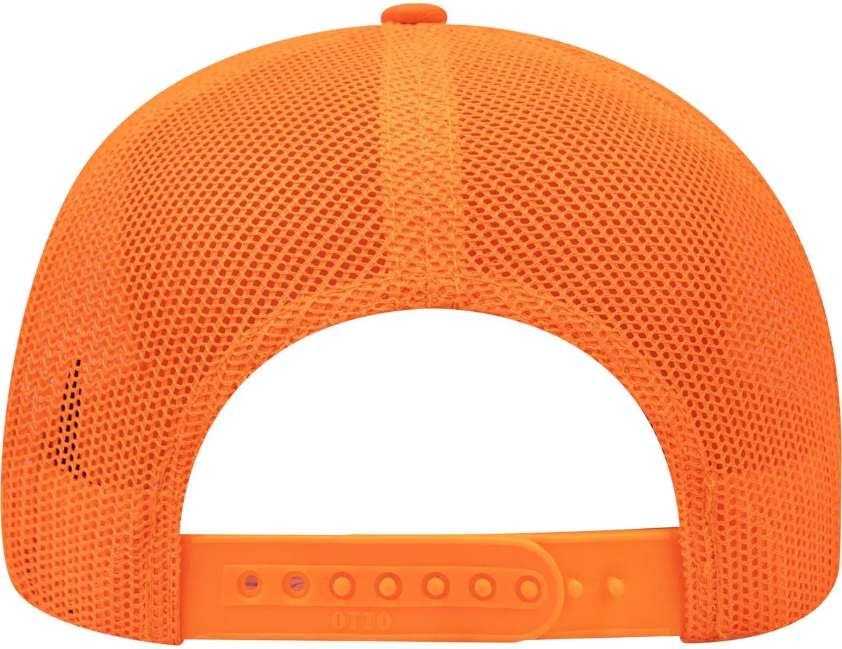 Otto 30-287 6 Panel Mid Profile Mesh Back Trucker Cap - N. Orange - 1/2’’ - 7 5/8’’