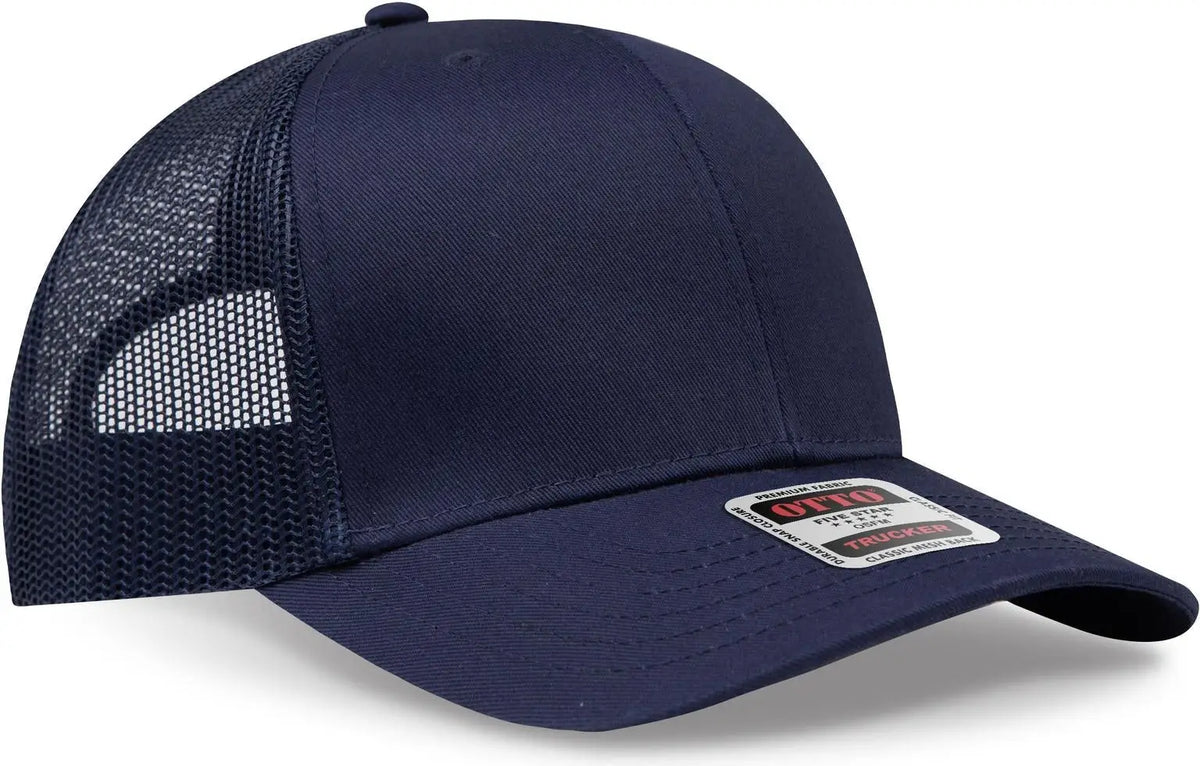 Otto 30-287 6 Panel Mid Profile Mesh Back Trucker Cap - Navy - 1/2’’ - 7 5/8’’