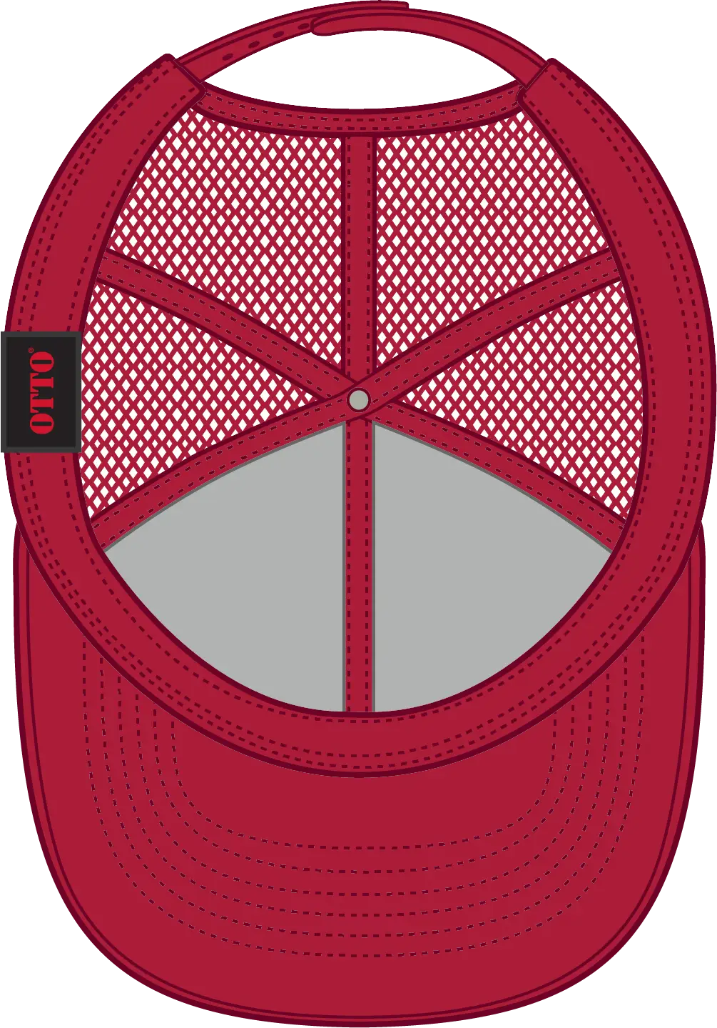 Otto 30-287 6 Panel Mid Profile Mesh Back Trucker Cap - Red - 1/2’’ - 7 5/8’’