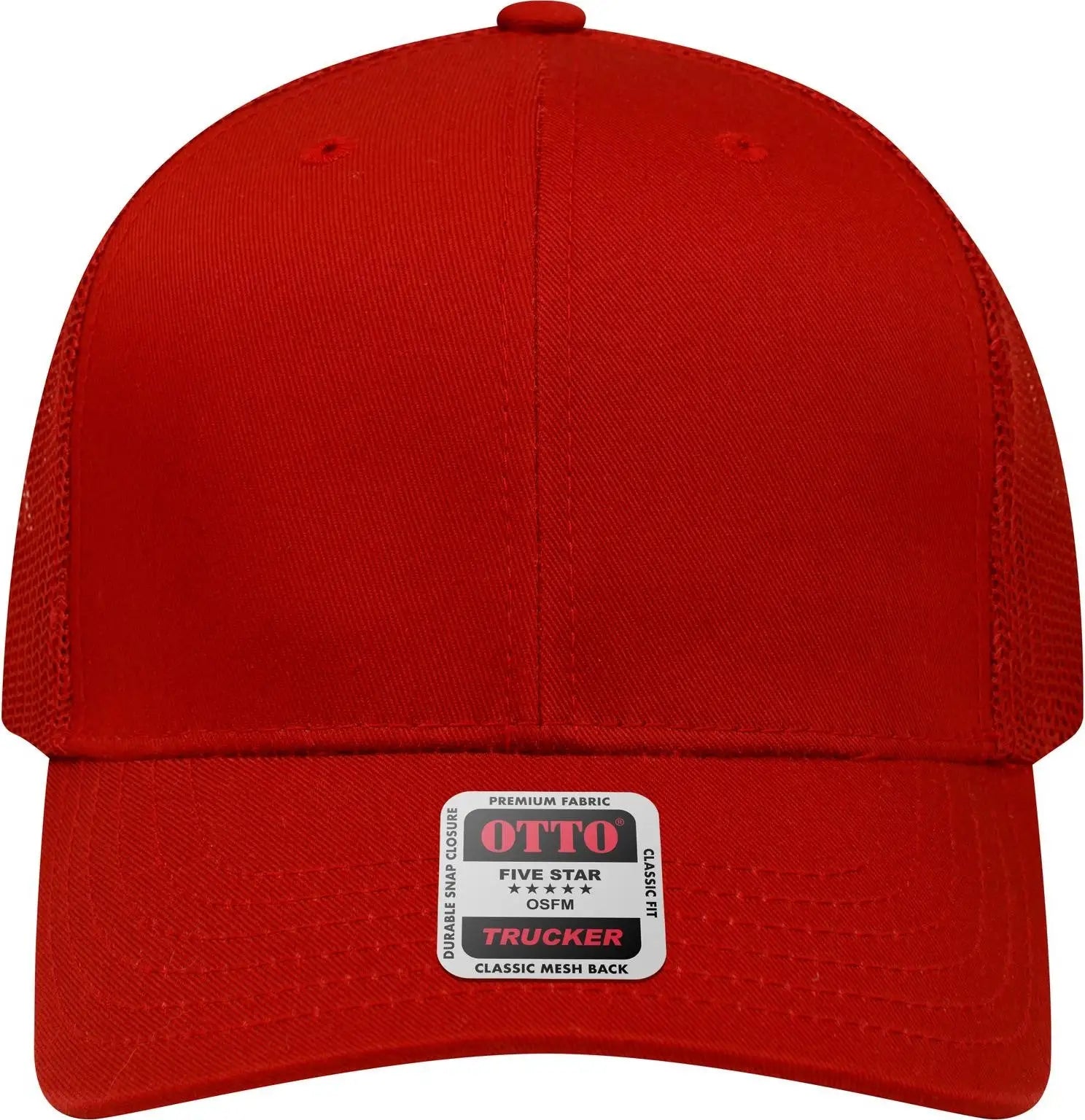 Otto 30-287 6 Panel Mid Profile Mesh Back Trucker Cap - Red - 1/2’’ - 7 5/8’’