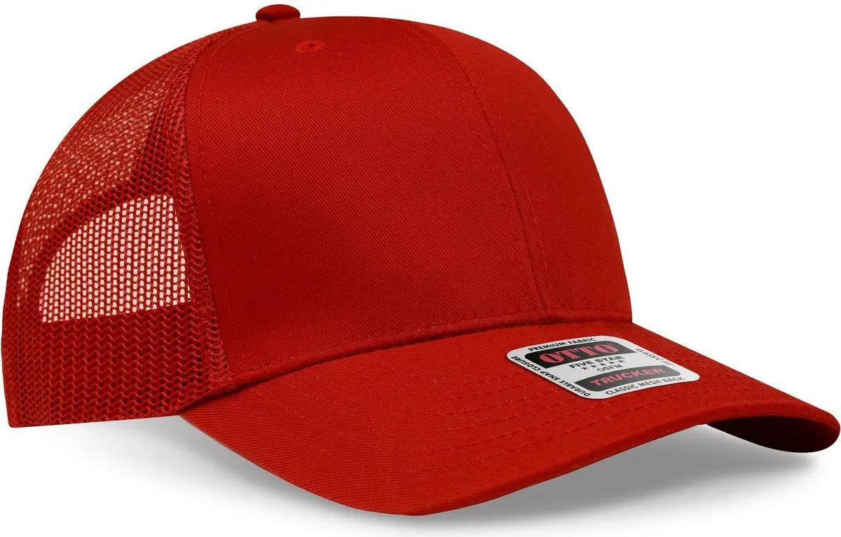 Otto 30-287 6 Panel Mid Profile Mesh Back Trucker Cap - Red - 1/2’’ - 7 5/8’’