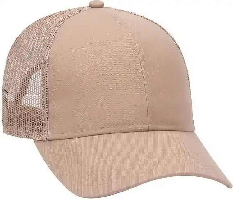 Otto 30-287 Cotton Twill Pro Style Mesh Back Cap with Fabric Adjustable Hook - Khaki - one Size Fits Most