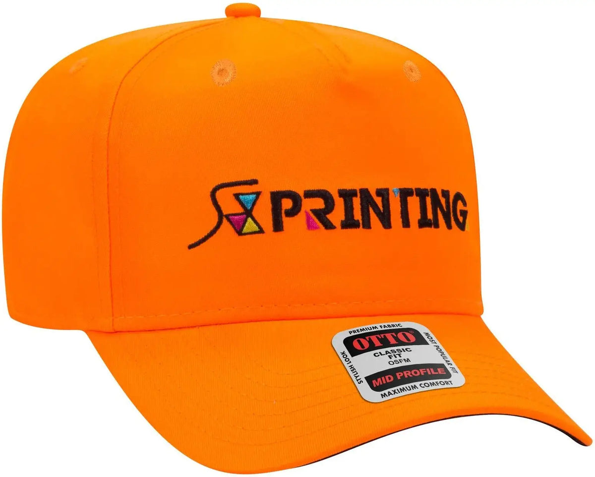 Otto 31-069 5 Panel Mid Profile Baseball Cap - Black