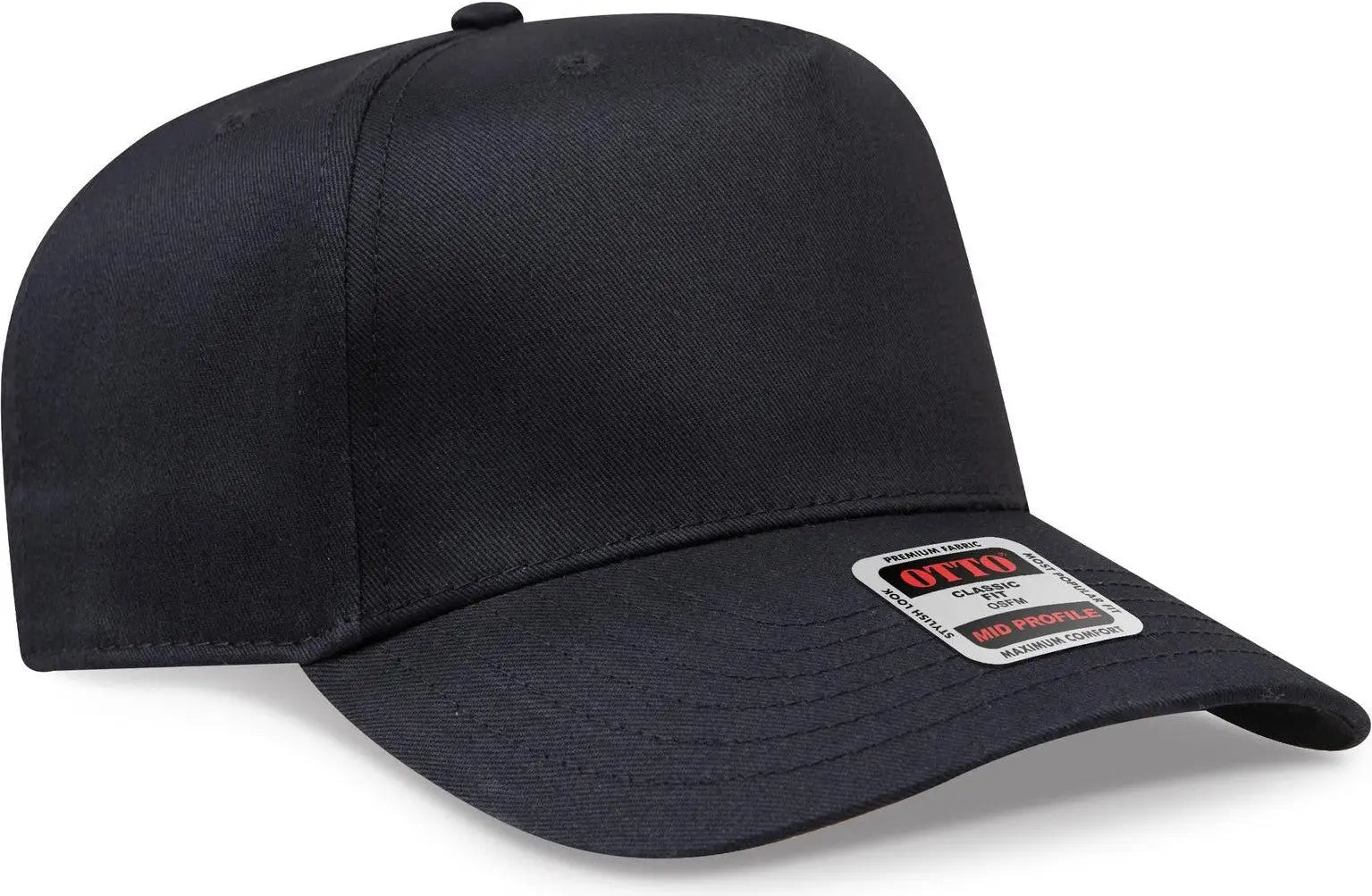 Otto 31-069 5 Panel Mid Profile Baseball Cap - Black