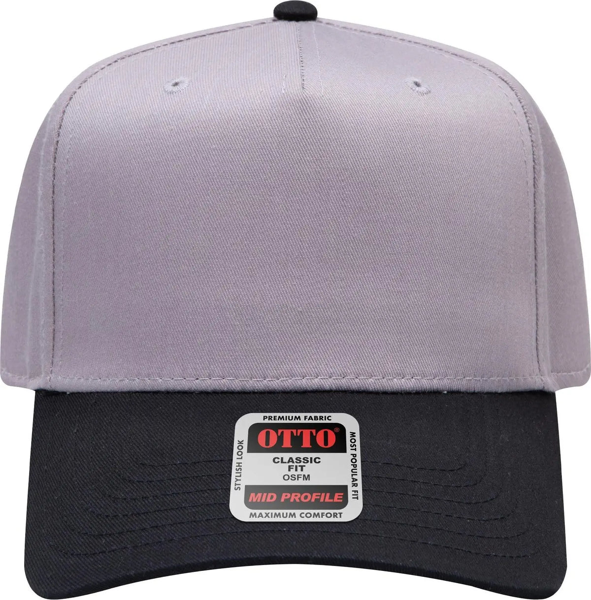 Otto 31-069 5 Panel Mid Profile Baseball Cap - Blk/gry - 6 1/2’’ - 7 5/8’’