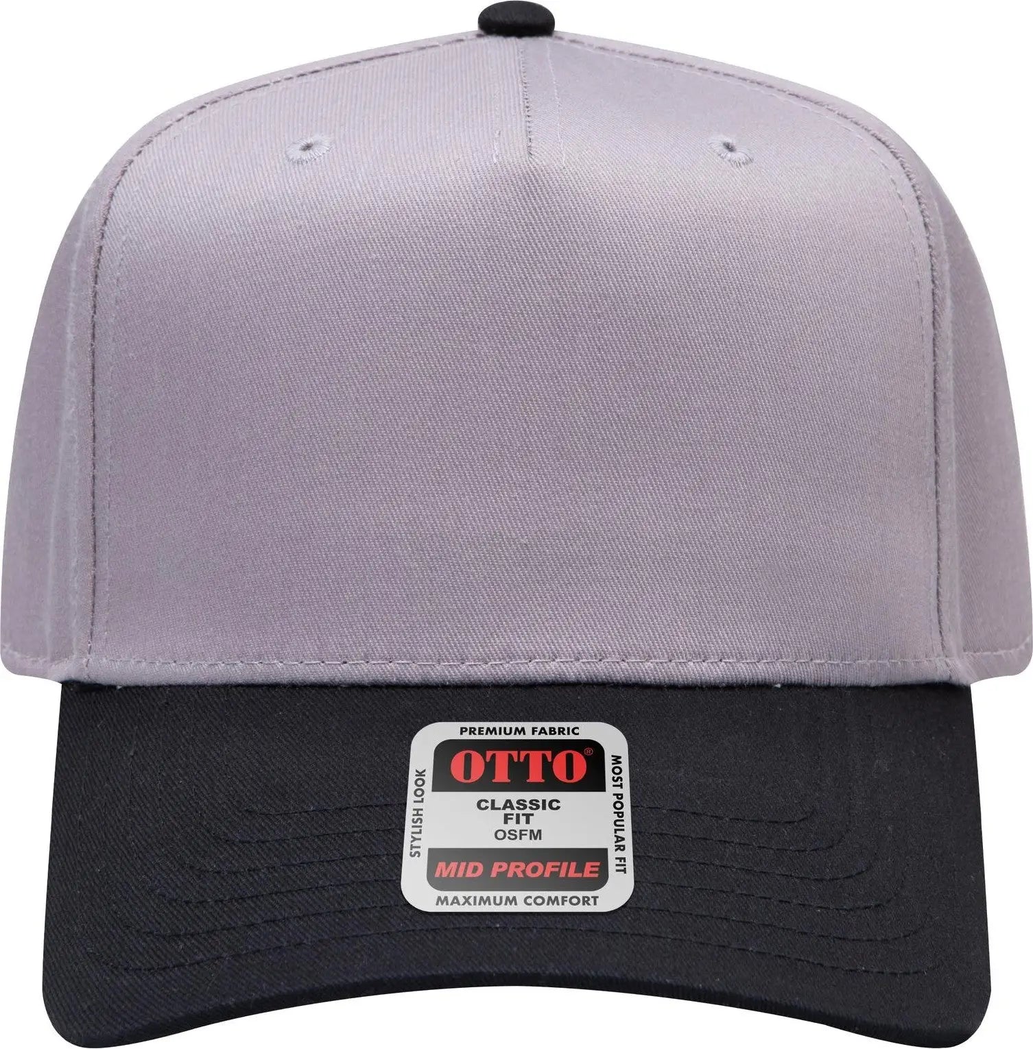 Otto 31-069 5 Panel Mid Profile Baseball Cap - Blk/gry - 6 1/2’’ - 7 5/8’’