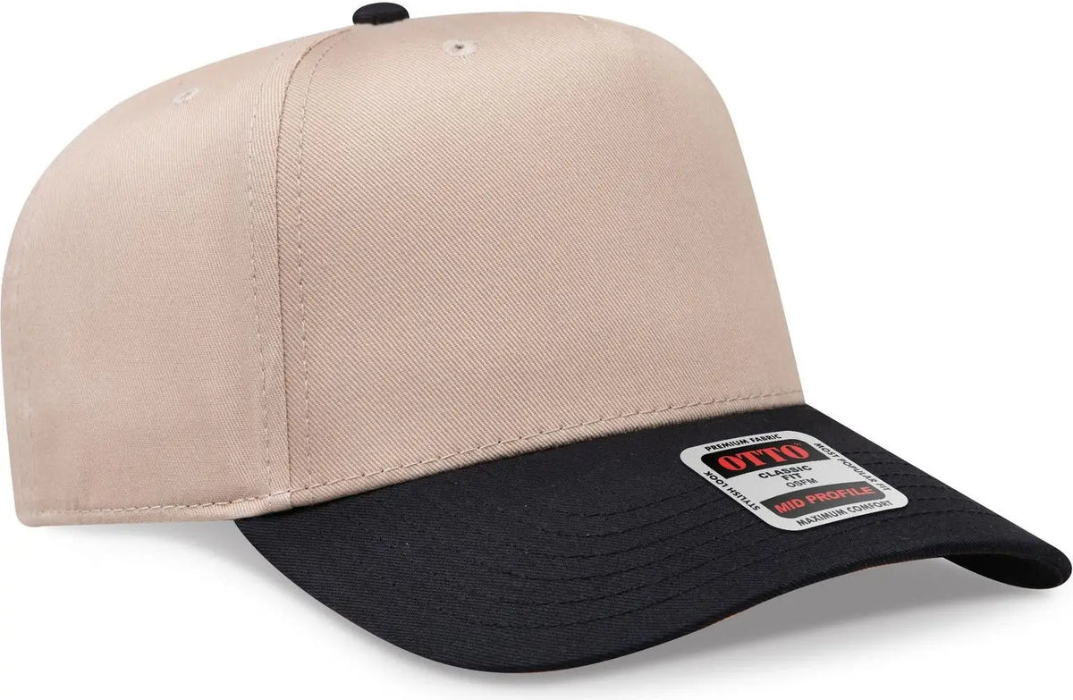 Otto 31-069 5 Panel Mid Profile Baseball Cap - Blk/kha - 6 1/2’’ - 7 5/8’’