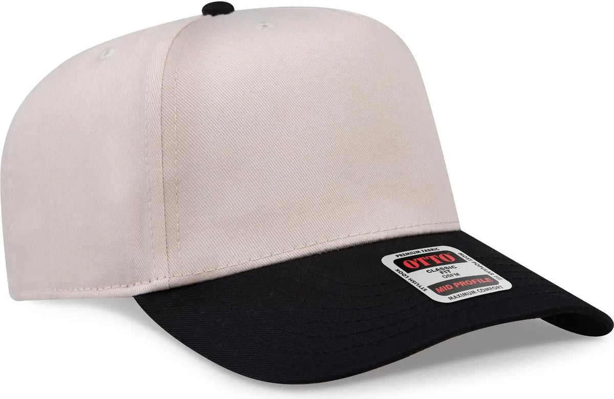 Otto 31-069 5 Panel Mid Profile Baseball Cap - Blk/natl - 6 1/2’’ - 7 5/8’’