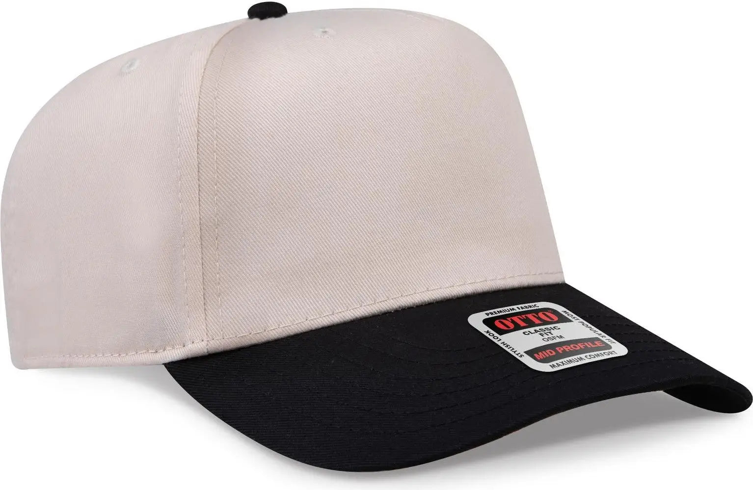 Otto 31-069 5 Panel Mid Profile Baseball Cap - Blk/natl - 6 1/2’’ - 7 5/8’’