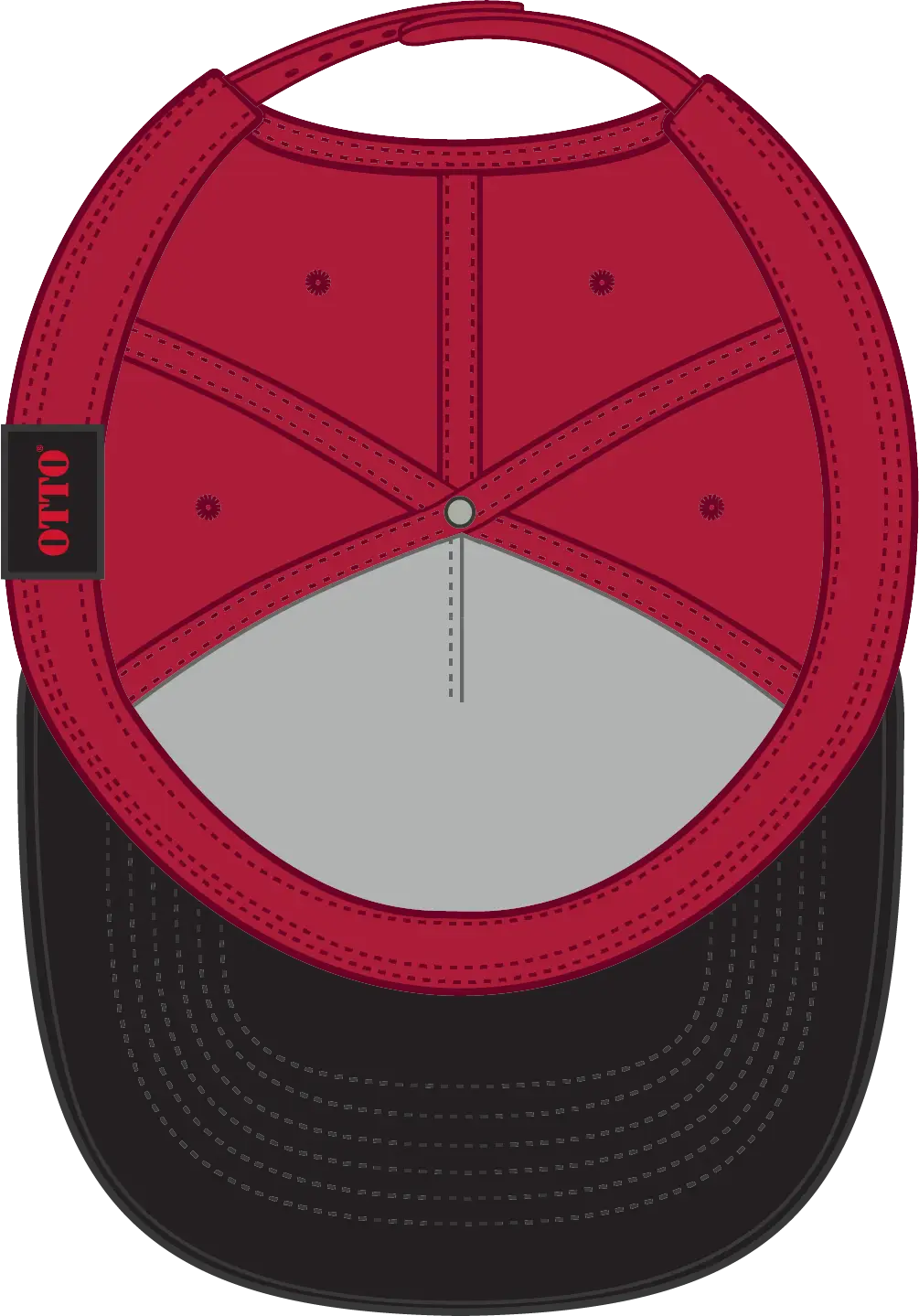 Otto 31-069 5 Panel Mid Profile Baseball Cap - Blk/red - 6 1/2’’ - 7 5/8’’