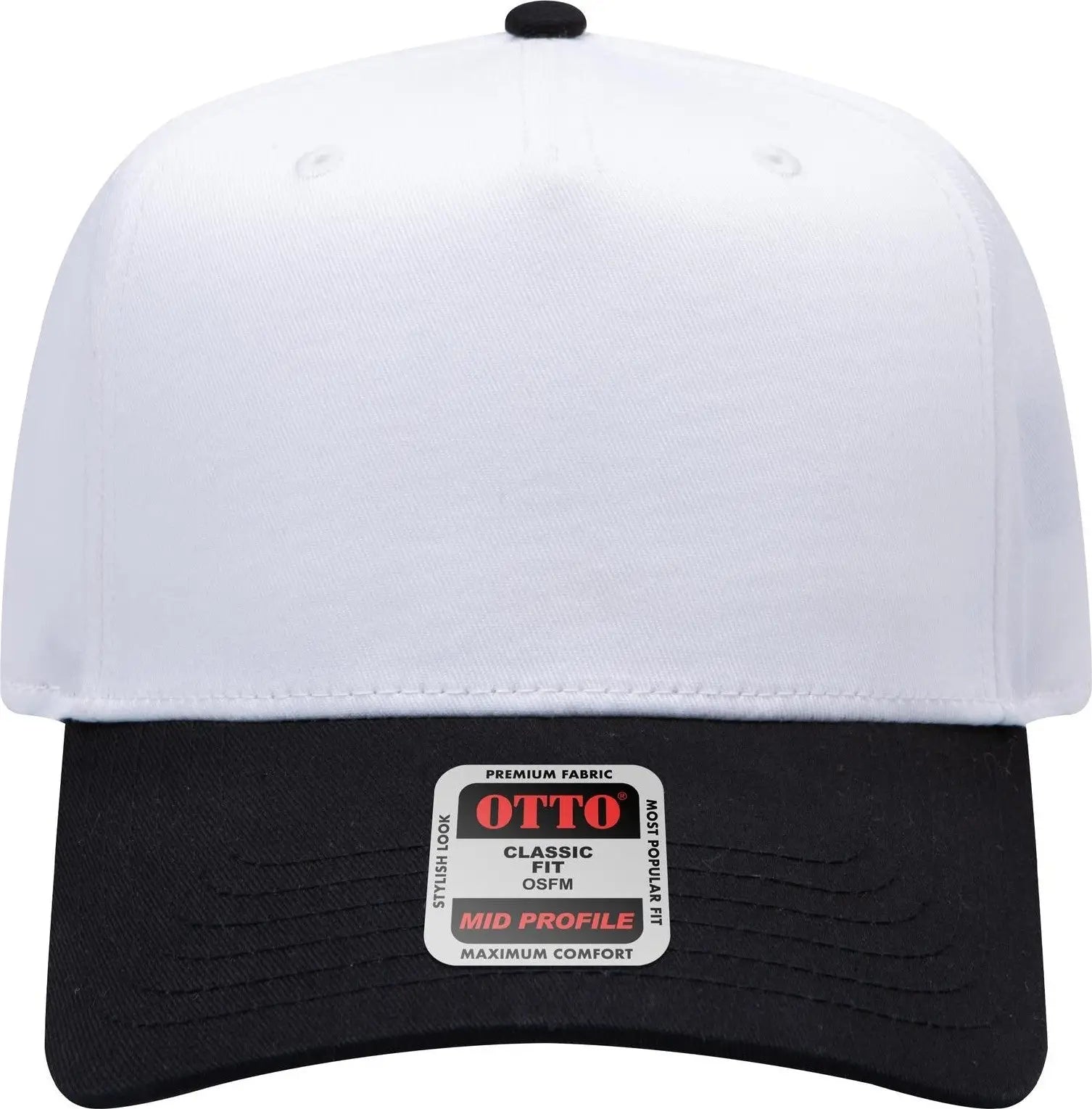 Otto 31-069 5 Panel Mid Profile Baseball Cap - Blk/wht - 6 1/2’’ - 7 5/8’’
