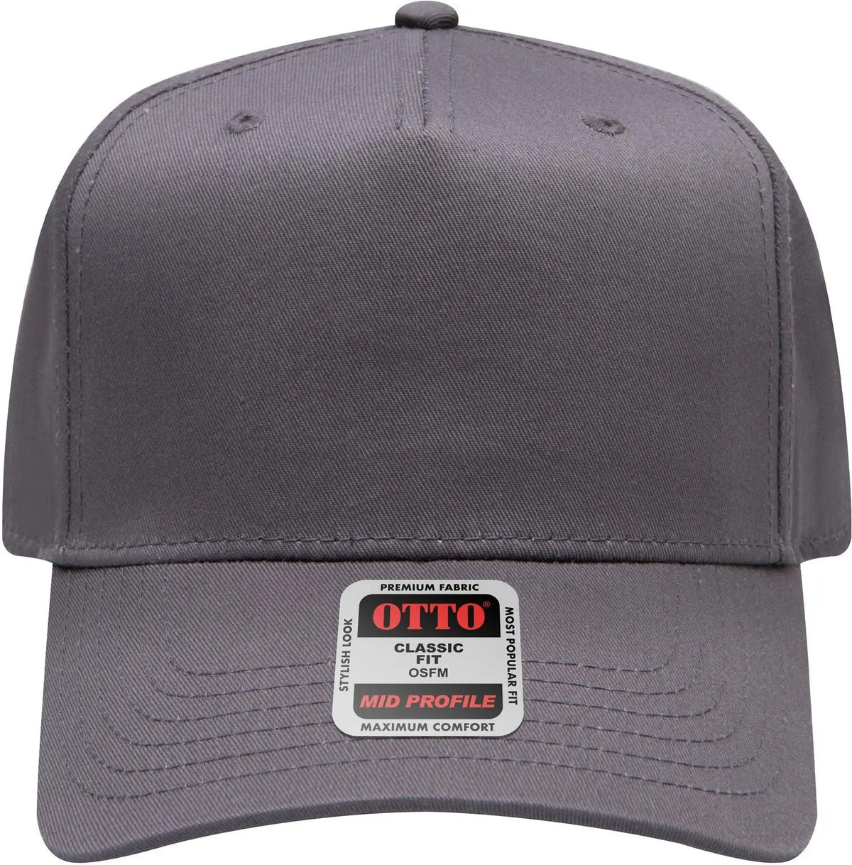 Otto 31-069 5 Panel Mid Profile Baseball Cap - Char. Gray - 6 1/2’’ - 7 5/8’’