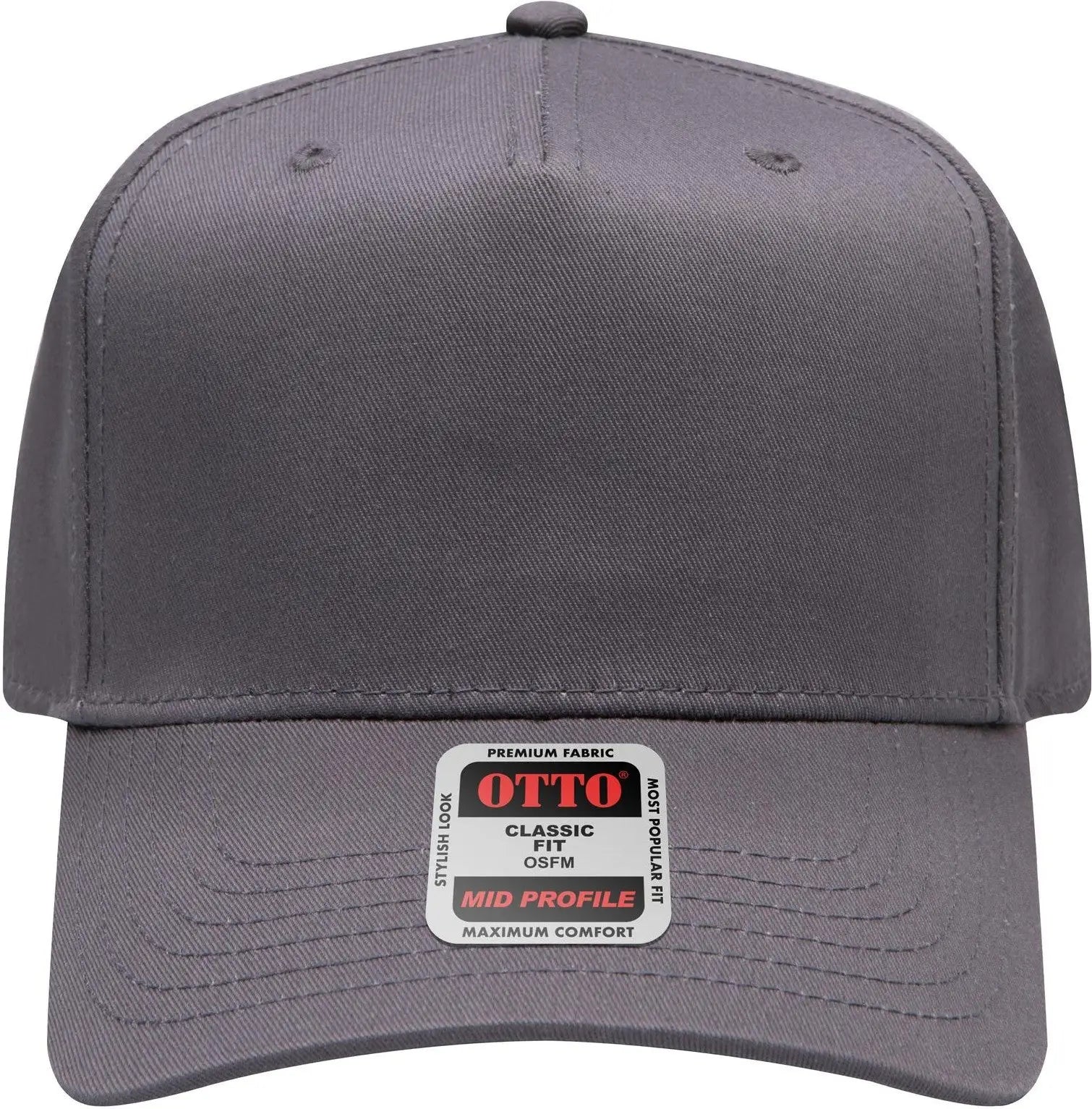 Otto 31-069 5 Panel Mid Profile Baseball Cap - Char. Gray - 6 1/2’’ - 7 5/8’’