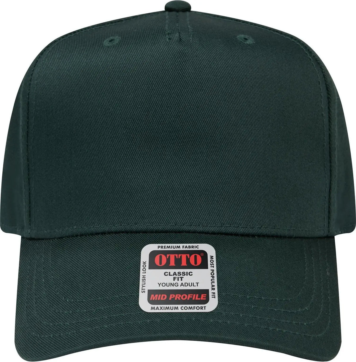 Otto 31-069 5 Panel Mid Profile Baseball Cap - Dk. Green