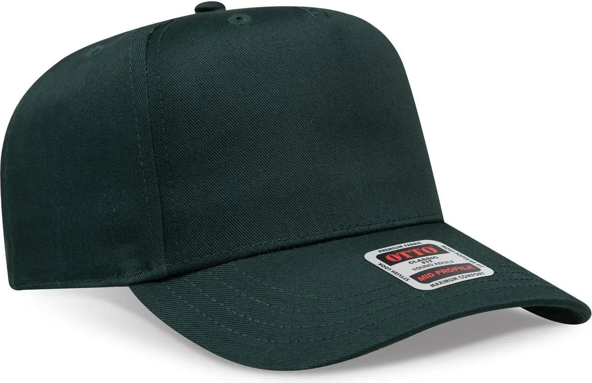 Otto 31-069 5 Panel Mid Profile Baseball Cap - Dk. Green