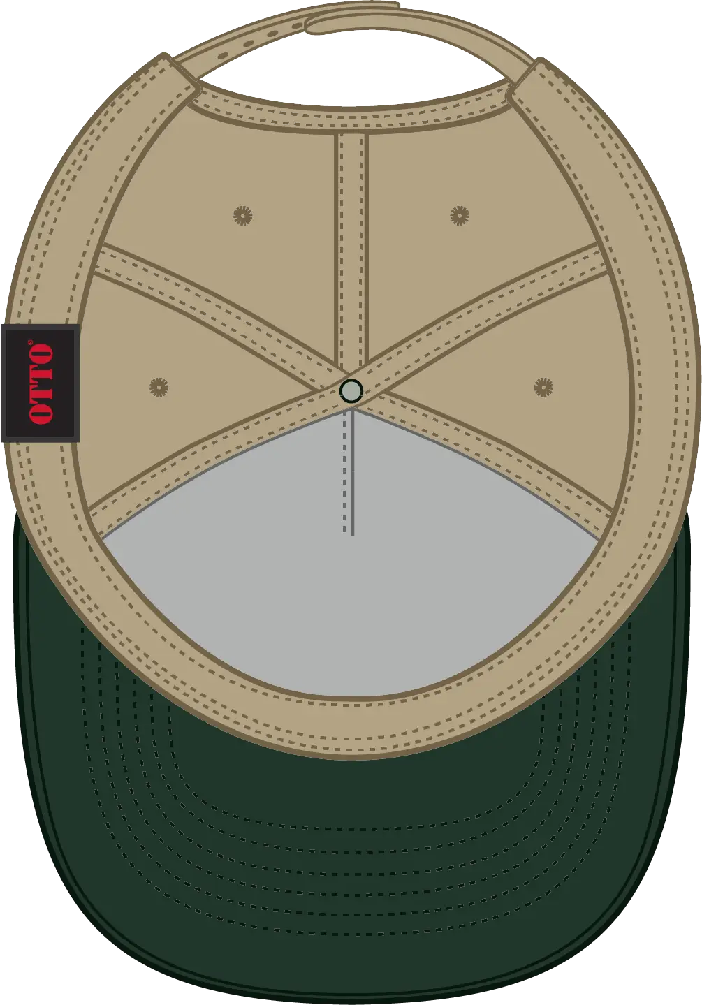 Otto 31-069 5 Panel Mid Profile Baseball Cap - Dk.grn/kha - 6 1/2’’ - 7 5/8’’