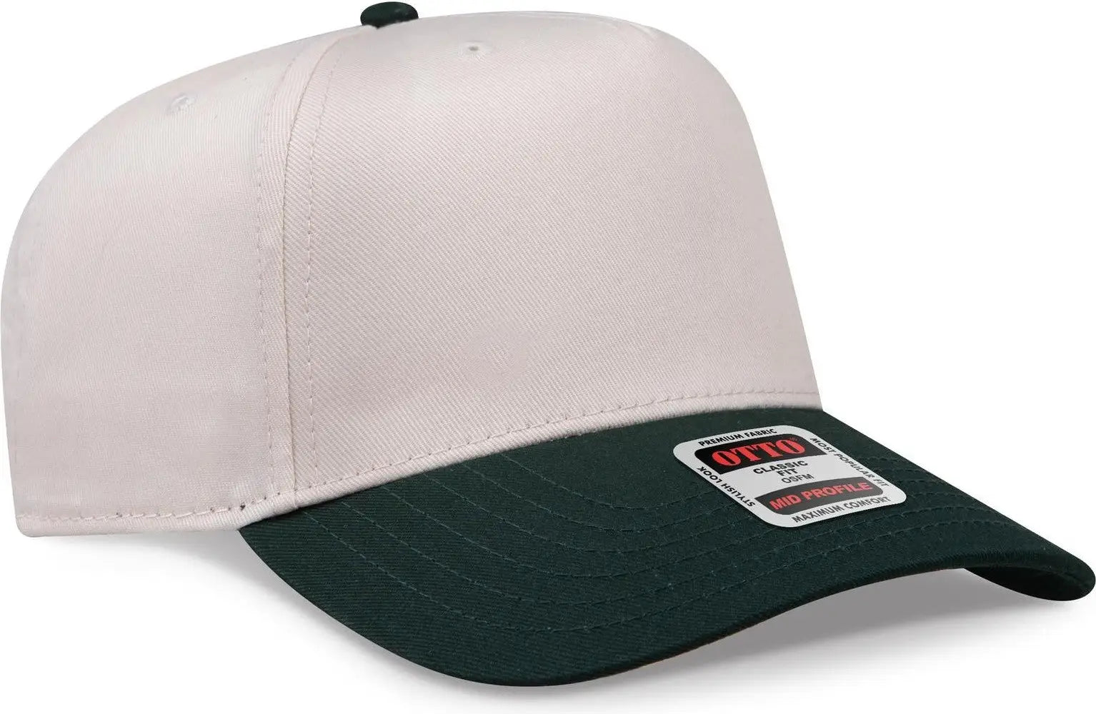 Otto 31-069 5 Panel Mid Profile Baseball Cap - Dk.grn/natrl - 6 1/2’’ - 7 5/8’’