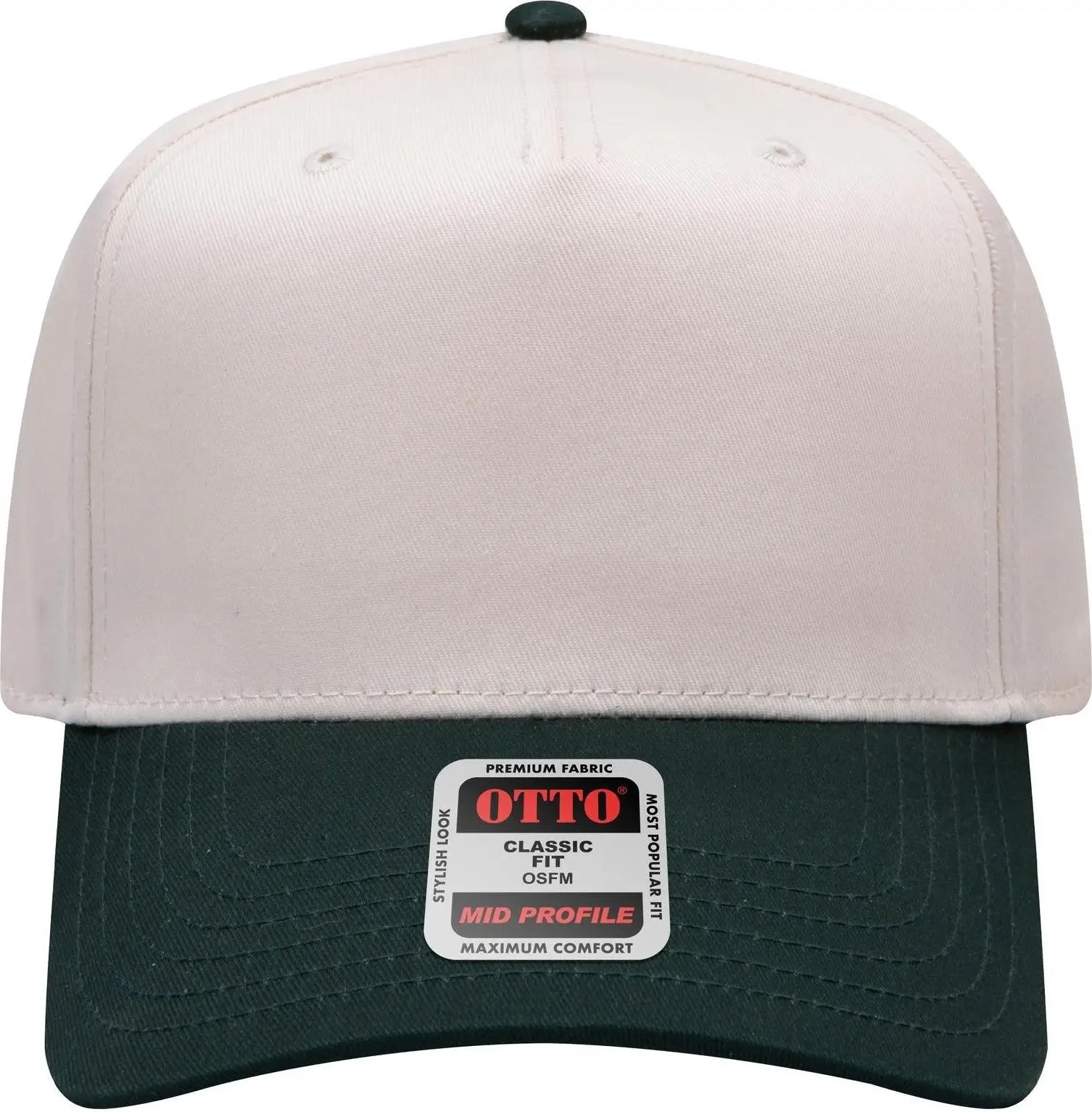 Otto 31-069 5 Panel Mid Profile Baseball Cap - Dk.grn/natrl - 6 1/2’’ - 7 5/8’’