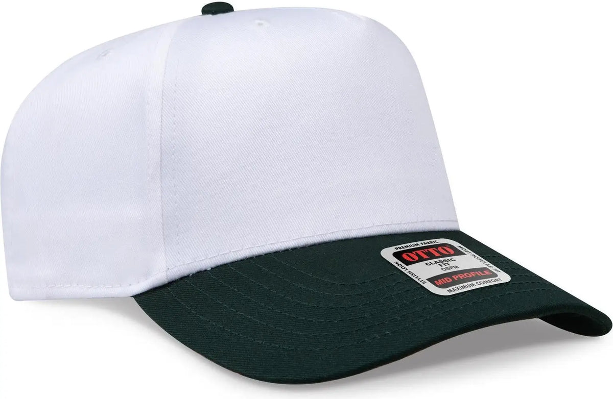 Otto 31-069 5 Panel Mid Profile Baseball Cap - Dk.grn/wht - 6 1/2’’ - 7 5/8’’