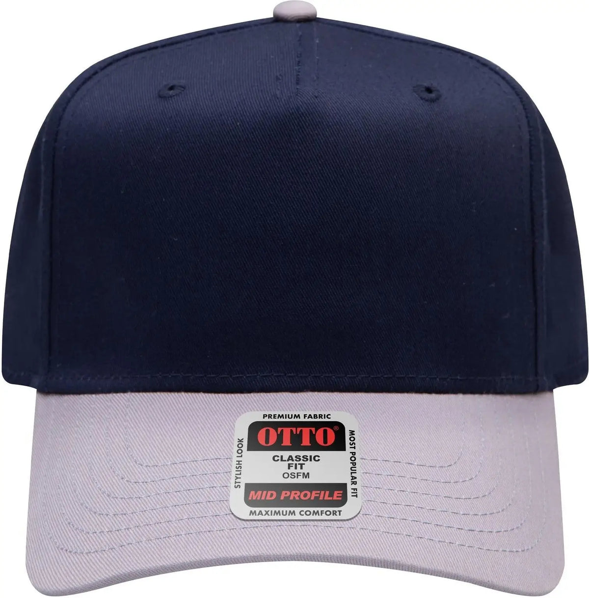 Otto 31-069 5 Panel Mid Profile Baseball Cap - Gry/nvy - 6 1/2’’ - 7 5/8’’