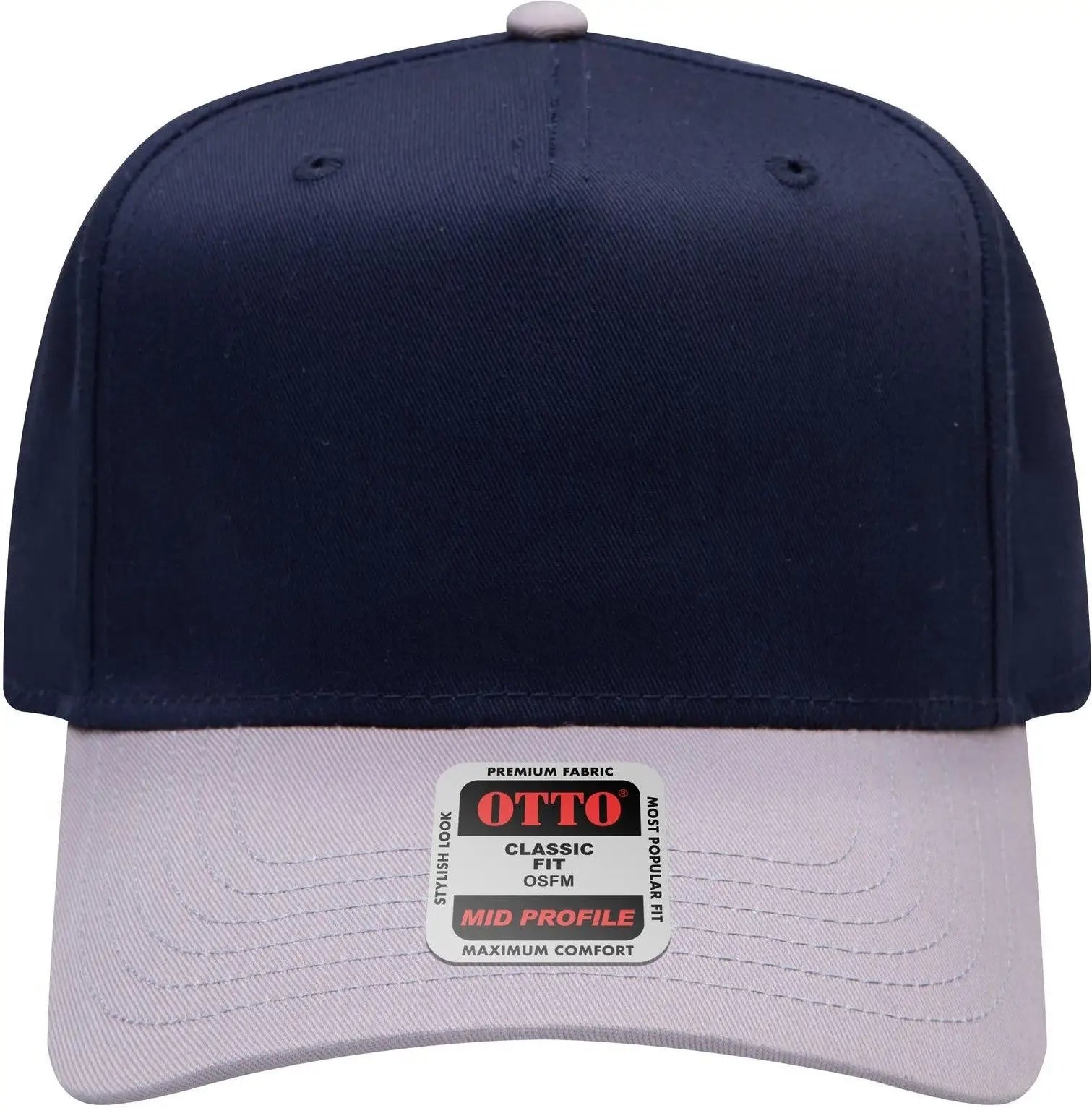 Otto 31-069 5 Panel Mid Profile Baseball Cap - Gry/nvy - 6 1/2’’ - 7 5/8’’
