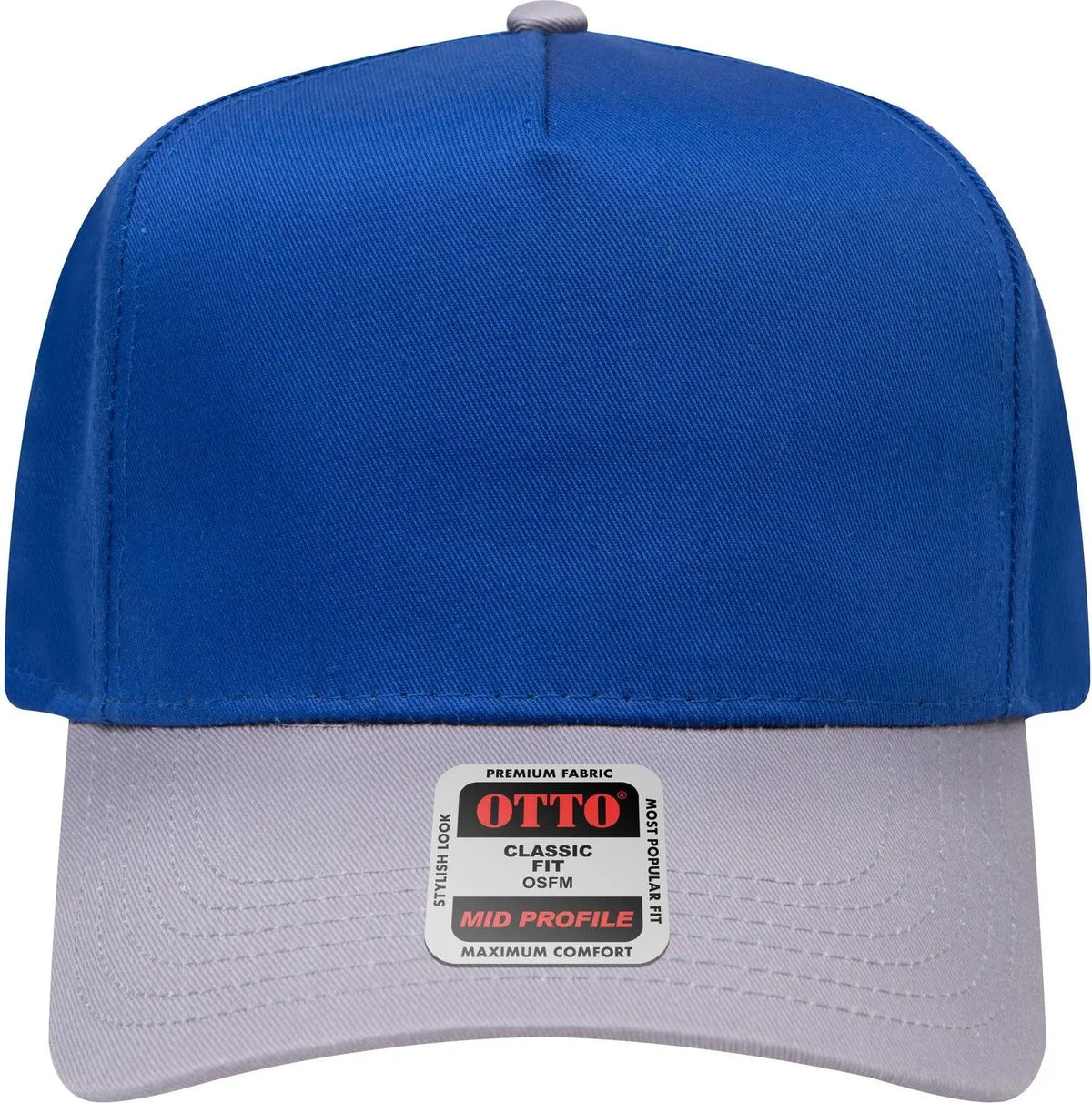 Otto 31-069 5 Panel Mid Profile Baseball Cap - Gry/ryl - 6 1/2’’ - 7 5/8’’