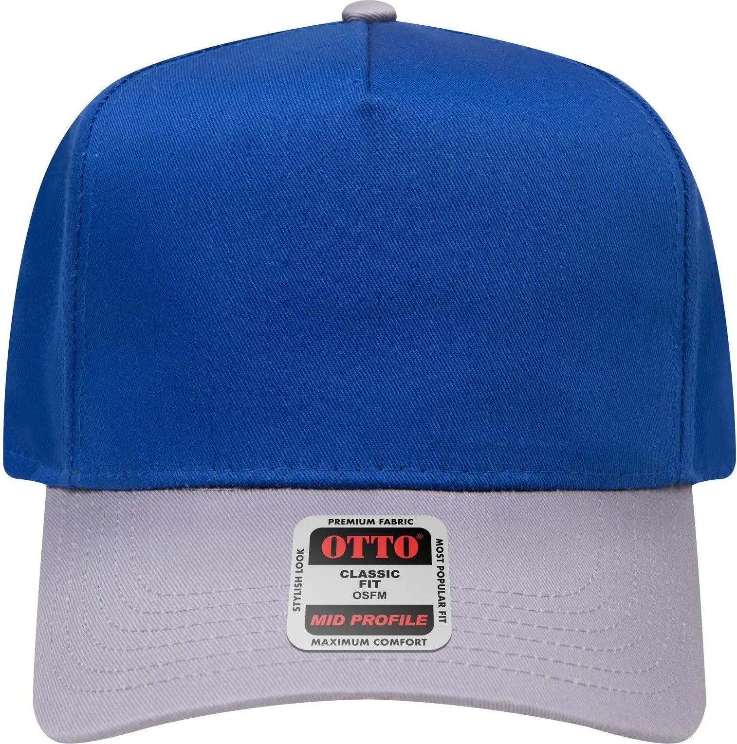 Otto 31-069 5 Panel Mid Profile Baseball Cap - Gry/ryl - 6 1/2’’ - 7 5/8’’