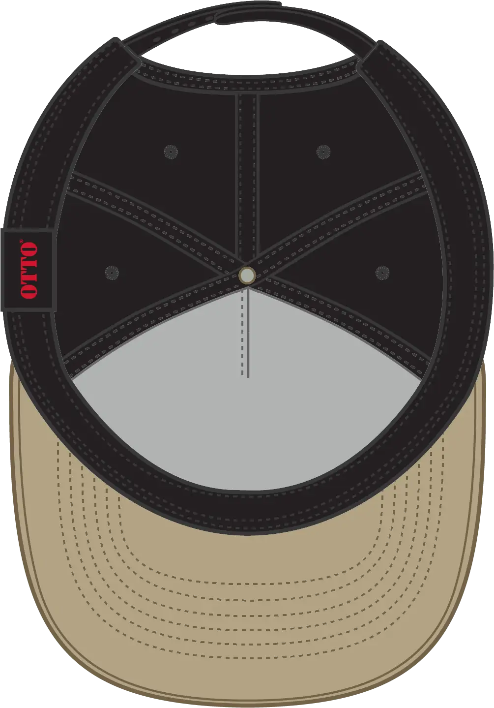 Otto 31-069 5 Panel Mid Profile Baseball Cap - Kha/blk - 6 1/2’’ - 7 5/8’’