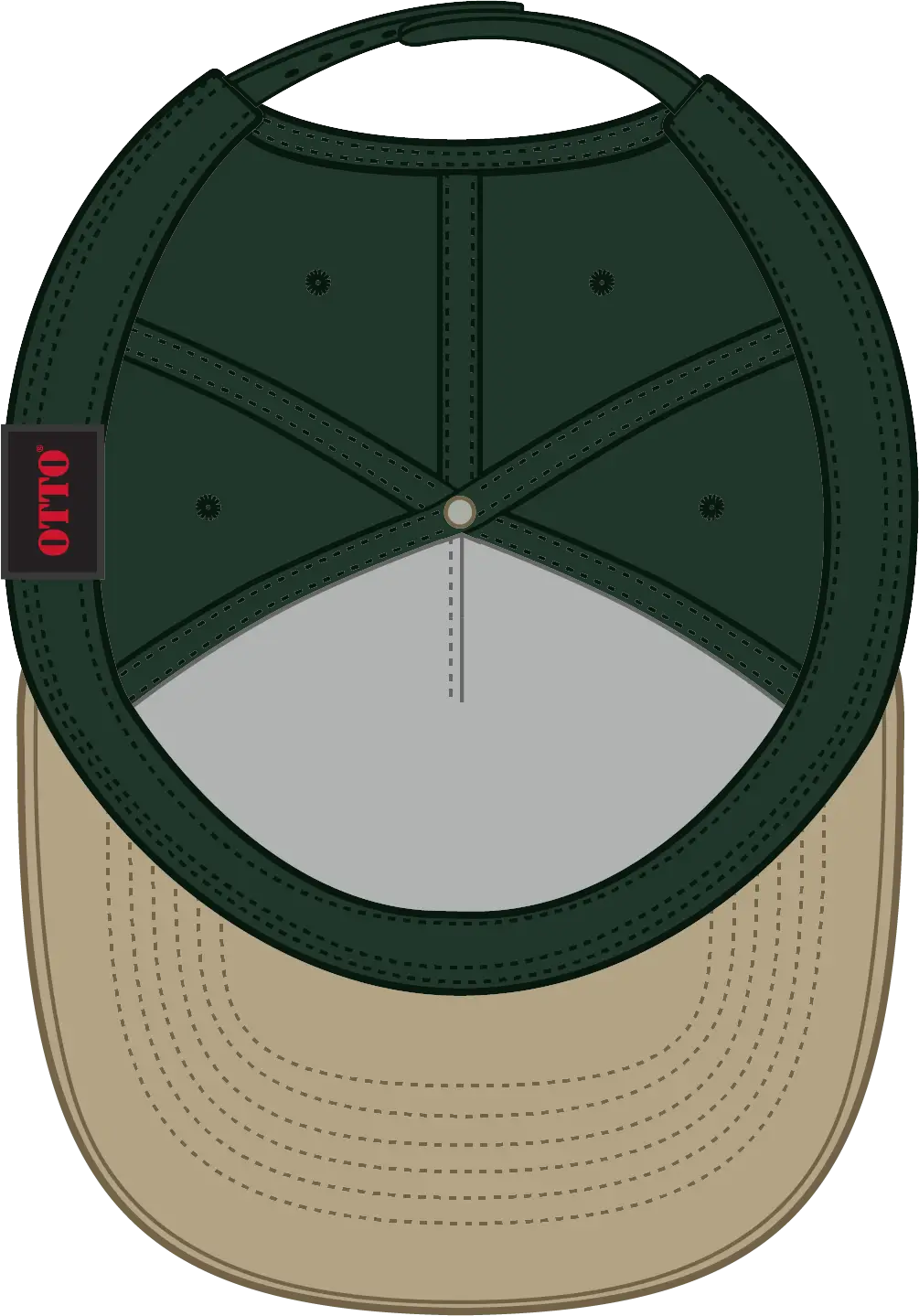 Otto 31-069 5 Panel Mid Profile Baseball Cap - Kha/dk.grn - 6 1/2’’ - 7 5/8’’
