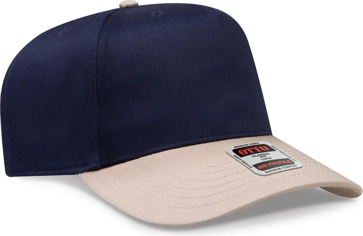 Otto 31-069 5 Panel Mid Profile Baseball Cap - Kha/nvy - 6 1/2’’ - 7 5/8’’