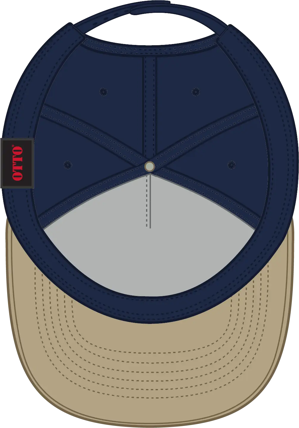 Otto 31-069 5 Panel Mid Profile Baseball Cap - Kha/nvy - 6 1/2’’ - 7 5/8’’