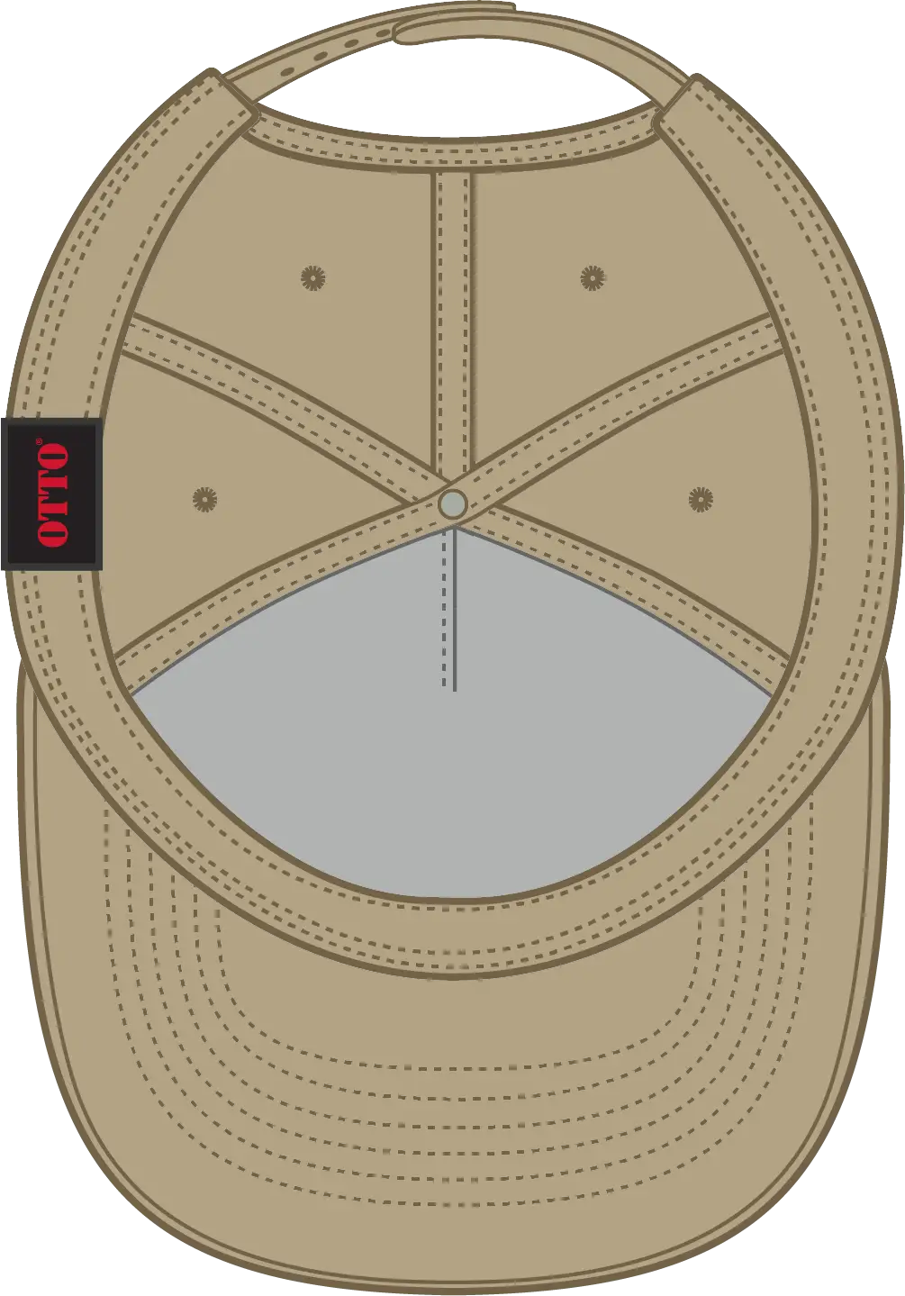 Otto 31-069 5 Panel Mid Profile Baseball Cap - Khaki - 6 1/2’’ - 7 5/8’’