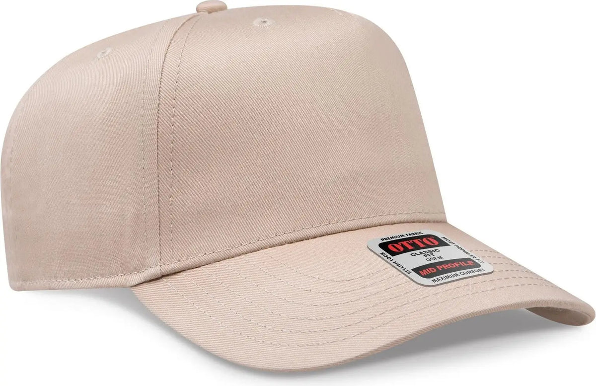 Otto 31-069 5 Panel Mid Profile Baseball Cap - Khaki - 6 1/2’’ - 7 5/8’’