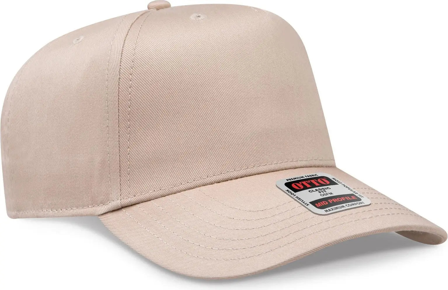 Otto 31-069 5 Panel Mid Profile Baseball Cap - Khaki
