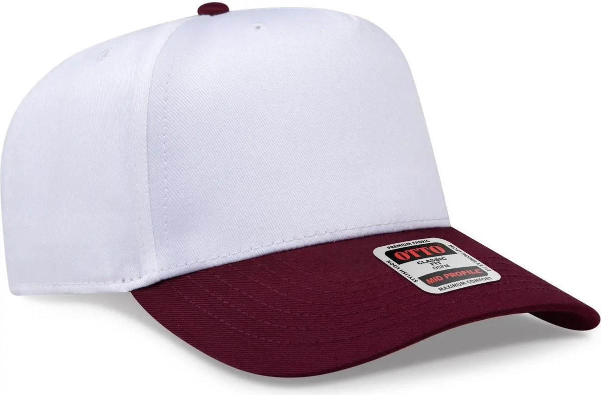 Otto 31-069 5 Panel Mid Profile Baseball Cap - Marn/wht