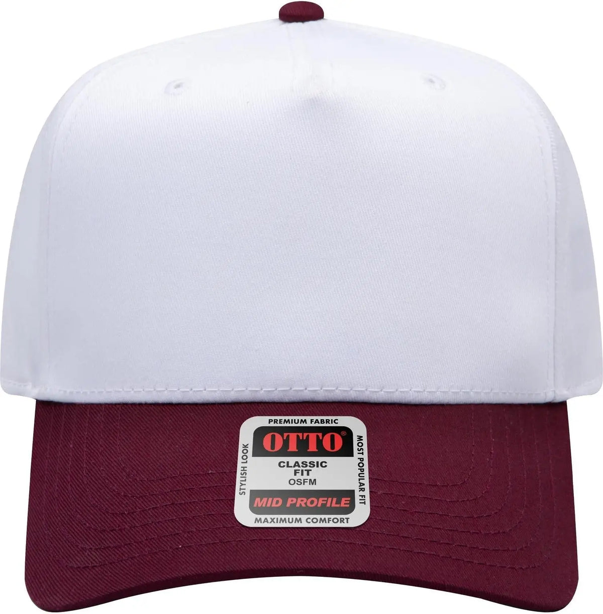Otto 31-069 5 Panel Mid Profile Baseball Cap - Marn/wht