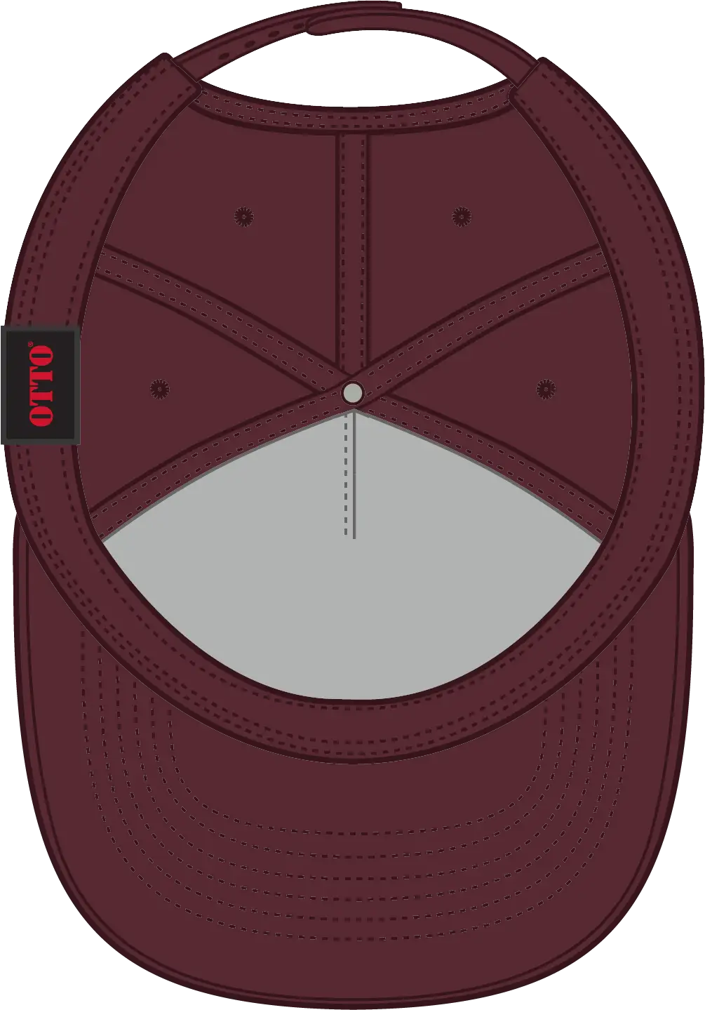 Otto 31-069 5 Panel Mid Profile Baseball Cap - Maroon - 6 1/2’’ - 7 5/8’’