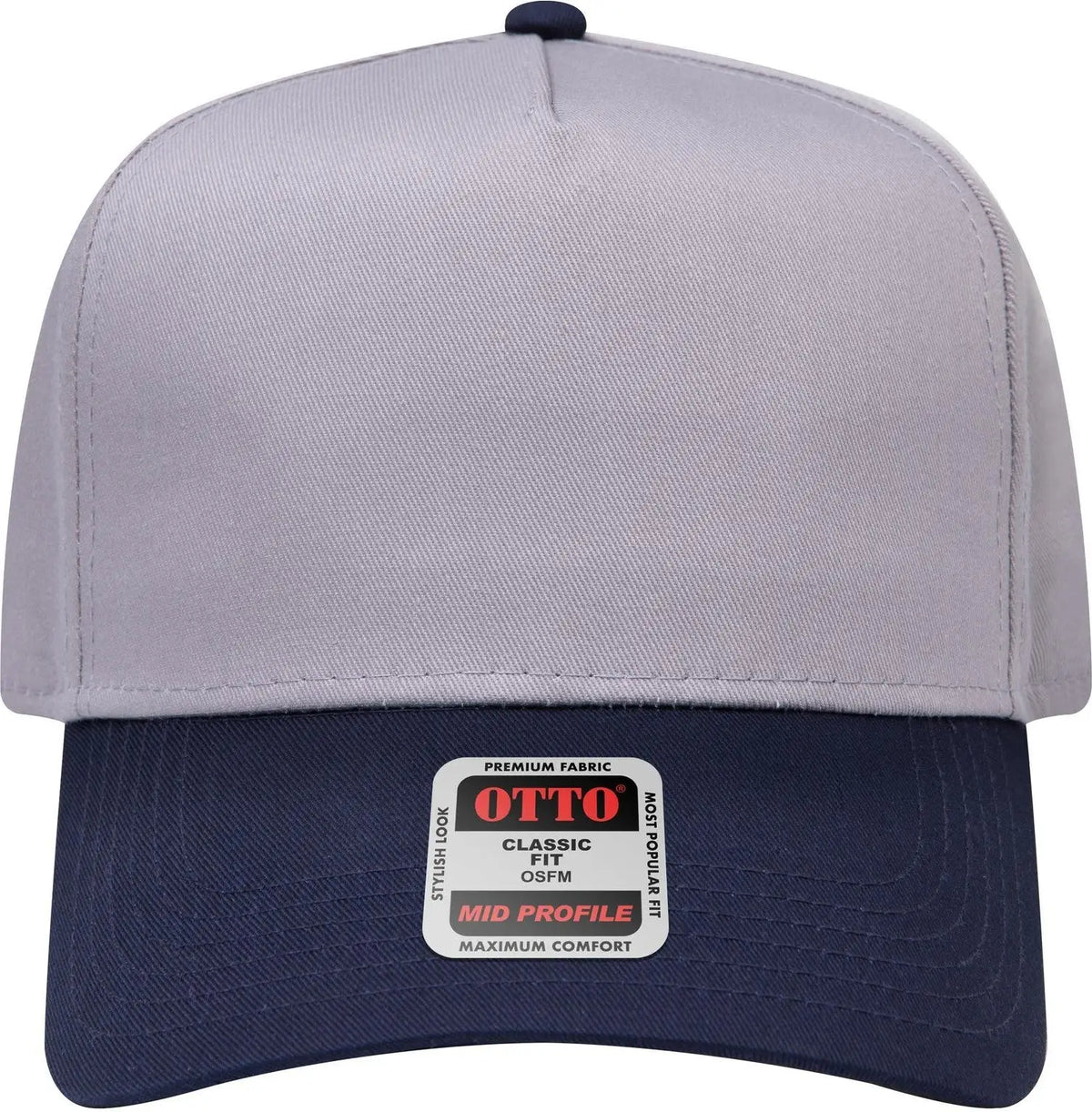 Otto 31-069 5 Panel Mid Profile Baseball Cap - Nvy/gry - 6 1/2’’ - 7 5/8’’