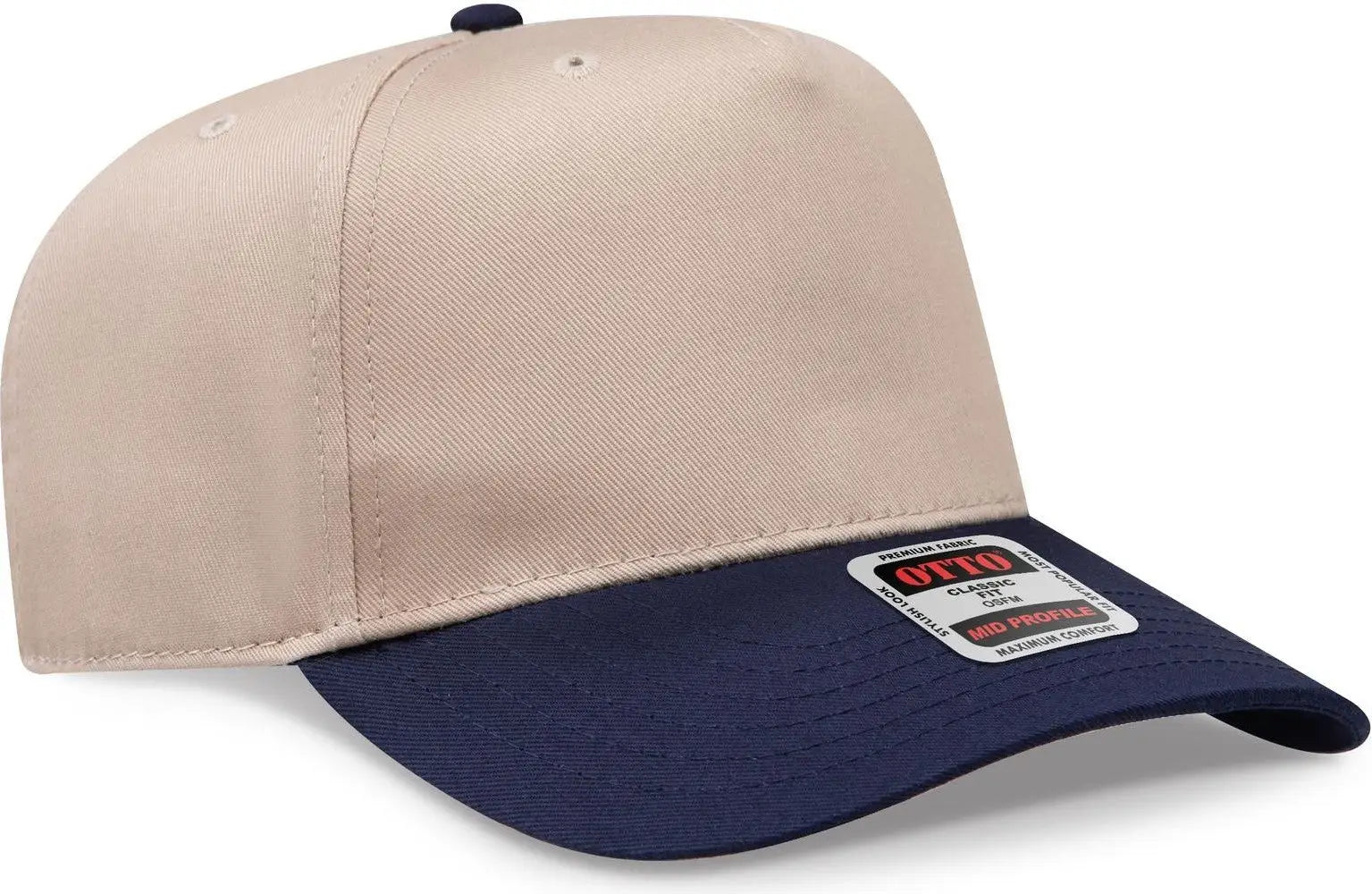 Otto 31-069 5 Panel Mid Profile Baseball Cap - Nvy/kha - 6 1/2’’ - 7 5/8’’