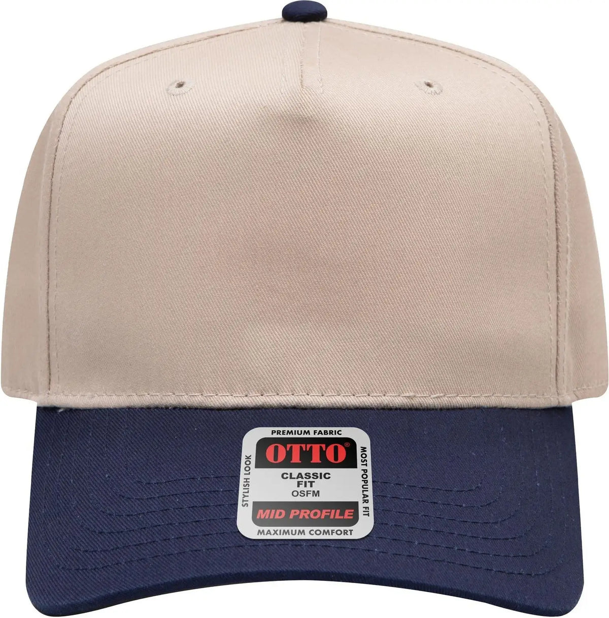 Otto 31-069 5 Panel Mid Profile Baseball Cap - Nvy/kha - 6 1/2’’ - 7 5/8’’