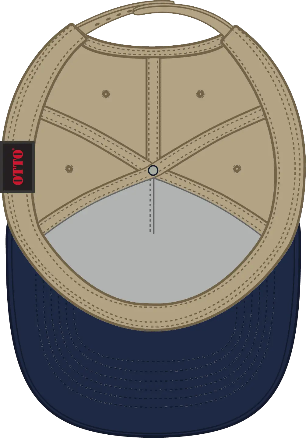Otto 31-069 5 Panel Mid Profile Baseball Cap - Nvy/kha - 6 1/2’’ - 7 5/8’’