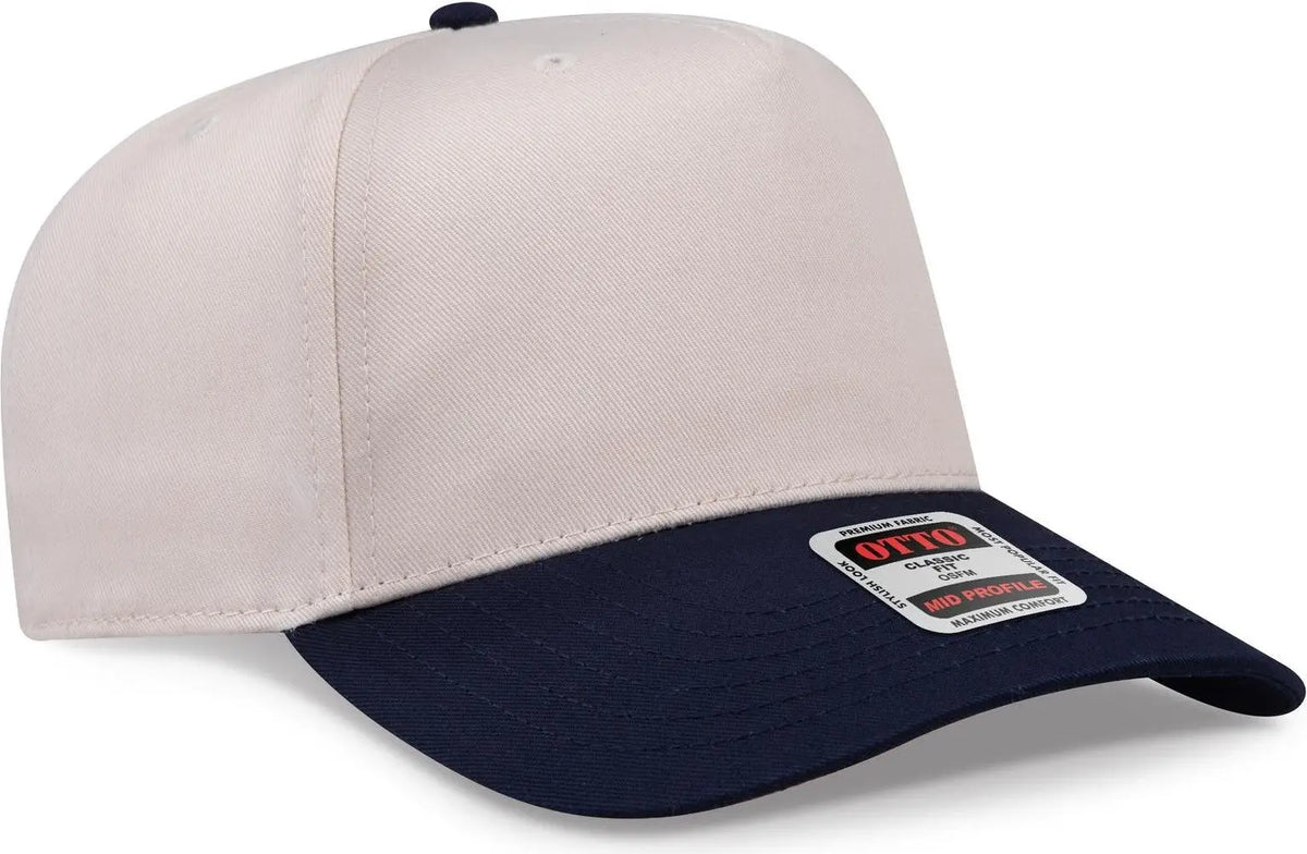 Otto 31-069 5 Panel Mid Profile Baseball Cap - Nvy/natrl - 6 1/2’’ - 7 5/8’’