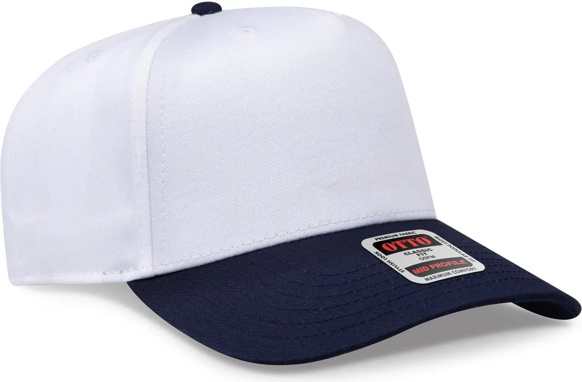 Otto 31-069 5 Panel Mid Profile Baseball Cap - Nvy/wht - 6 1/2’’ - 7 5/8’’